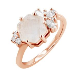 Eppi Einzigartiger Ring mit Mondstein und Moissaniten Anita - Ringe | Nachhaltige Produkte