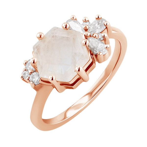 Eppi Einzigartiger Ring mit Mondstein und Moissaniten Anita - Ringe | Nachhaltige Produkte