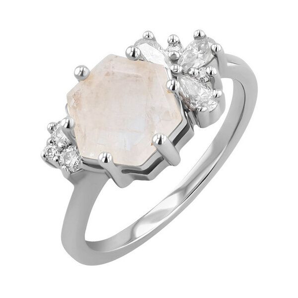 Eppi Einzigartiger Ring mit Mondstein und Moissaniten Anita - Ringe | Nachhaltige Produkte
