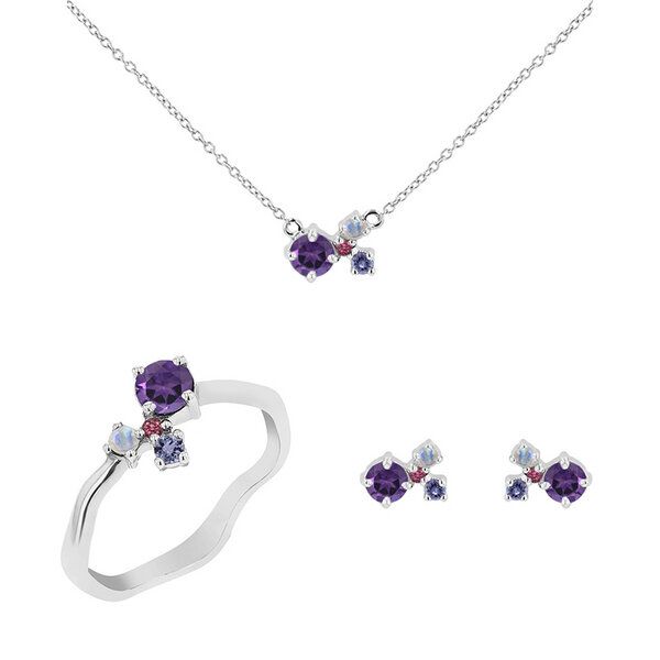 Eppi Cluster Schmuckset mit Amethysten und Edelsteinen Halli - Schmuck | Nachhaltige Produkte