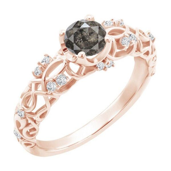 Eppi Verlobungsring im Vintage-Stil mit einem Salt and Pepper Diamanten Chantal - Ringe | Nachhaltige Produkte