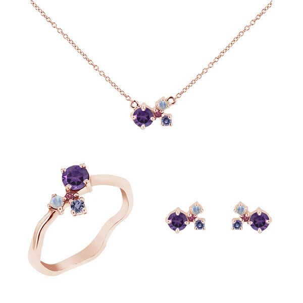 Eppi Cluster Schmuckset mit Amethysten und Edelsteinen Halli - Schmuck | Nachhaltige Produkte