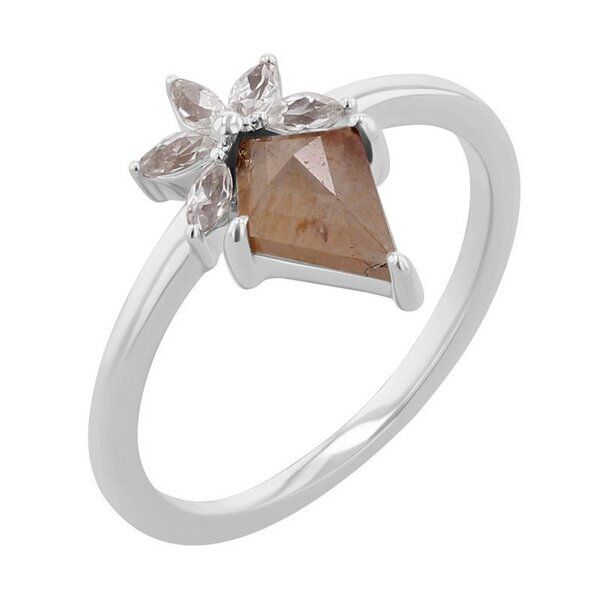 Eppi Ring mit einem Salt and Pepper Diamanten und weißen Moissaniten Leony - Ringe | Nachhaltige Produkte