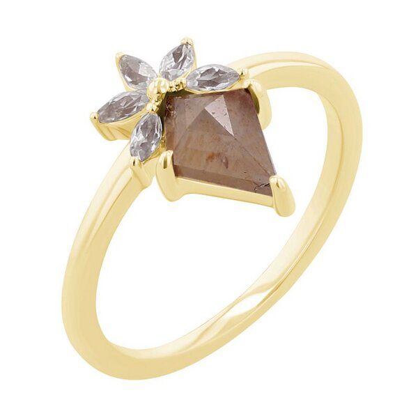 Eppi Ring mit einem Salt and Pepper Diamanten und weißen Moissaniten Leony - Ringe | Nachhaltige Produkte