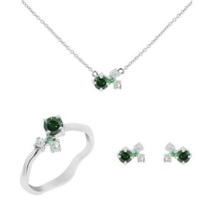 Eppi Cluster Schmuckset mit grünen Diamanten und Edelsteinen Halli - Schmuck | Nachhaltige Produkte