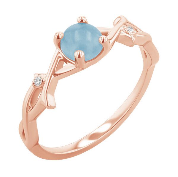 Eppi Ring mit einem Cabochon Aquamarin und Diamanten Makena - Ringe | Nachhaltige Produkte