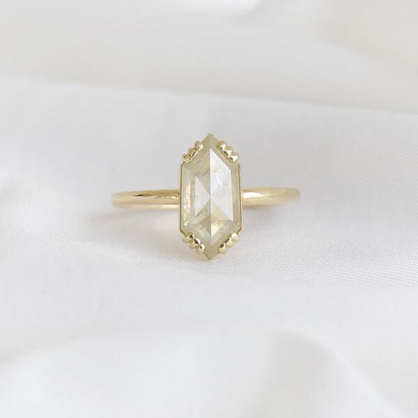 Eppi Goldener Ring mit Hexagon Salt und Pepper Diamanten Yene - Ringe | Nachhaltige Produkte