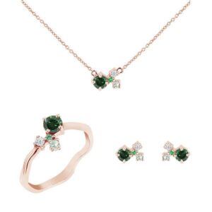 Eppi Cluster Schmuckset mit grünen Diamanten und Edelsteinen Halli - Schmuck | Nachhaltige Produkte