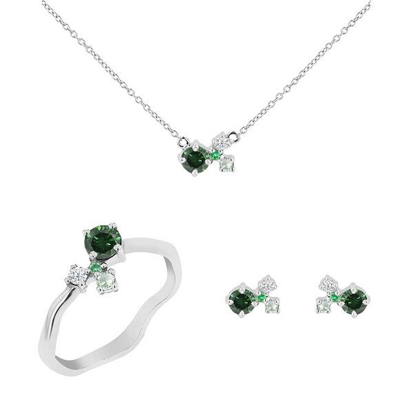 Eppi Cluster Schmuckset mit grünen Diamanten und Edelsteinen Halli - Schmuck | Nachhaltige Produkte