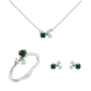 Eppi Cluster Schmuckset mit grünen Diamanten und Edelsteinen Halli - Schmuck | Nachhaltige Produkte
