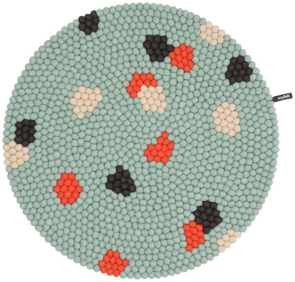 myfelt Terra Filzkugelteppich rund, 100% Schurwolle