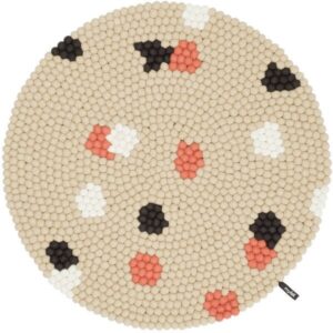 myfelt Terra Filzkugelteppich rund, 100% Schurwolle