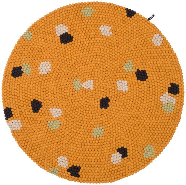 myfelt Terra Filzkugelteppich rund, 100% Schurwolle
