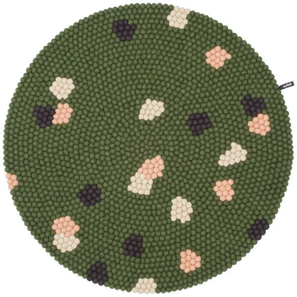 myfelt Terra Filzkugelteppich rund, 100% Schurwolle