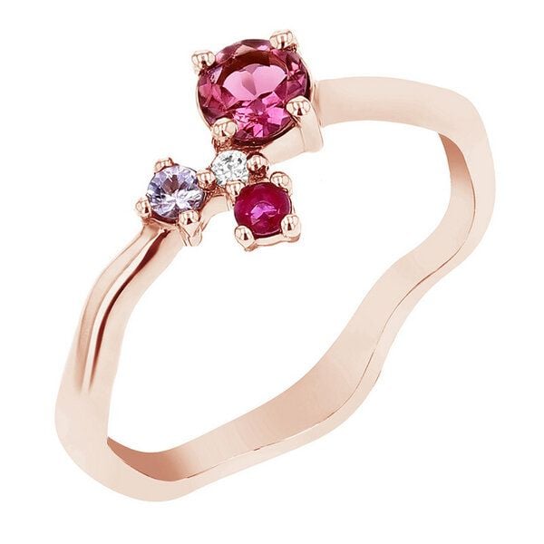 Eppi Cluster-Ring mit Turmalin, Tansanit, Rubin und einem Diamanten Roche - Schmuck | Nachhaltige Produkte