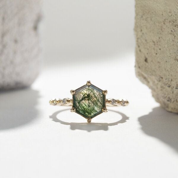 Eppi Einzigartiger Ring mit einem Moosachat Sally - Ringe | Nachhaltige Produkte