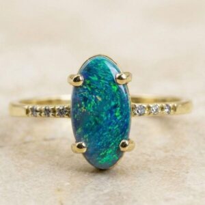 Spirit of Island Gold Ring | Schwarzer Opal Nordlicht - Ringe | Nachhaltige Produkte