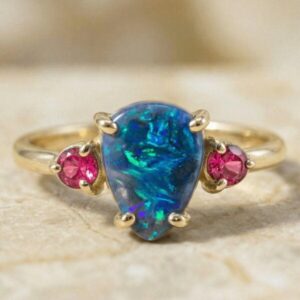 Spirit of Island Gold Ring | Schwarzer Opal & pinker Turmalin - Ringe | Nachhaltige Produkte