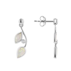 Eppi Ohrstecker mit Opalen in Blattform und Diamanten Corbett - Ohrringe | Nachhaltige Produkte