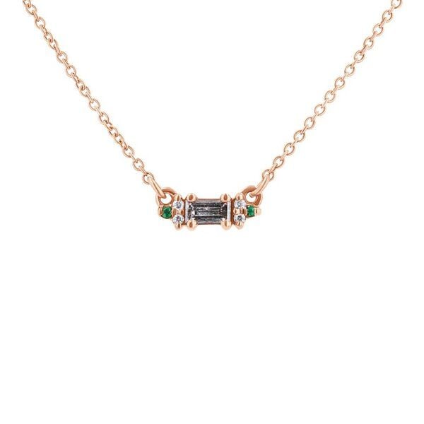 Eppi Kette mit Salt and Pepper Diamant, Smaragden und Moissaniten Matilda - Halsketten | Nachhaltige Produkte