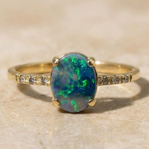 Spirit of Island Gold Ring | Schwarzer Opal Wellenreiter - Ringe | Nachhaltige Produkte